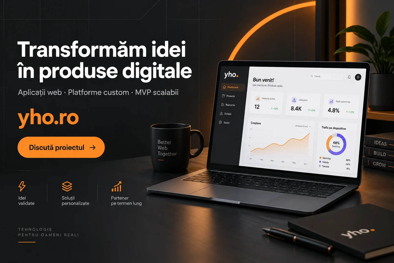 yho.ro — Transformăm idei în produse digitale: aplicații web, platforme custom și MVP-uri scalabile